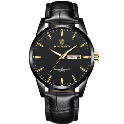 BINBOND B2238 2238 Quartz Wrist Watches Leather Strap Ladies & Man Top Luxury Couple Watch Women Men Waterproof Calendar Watch