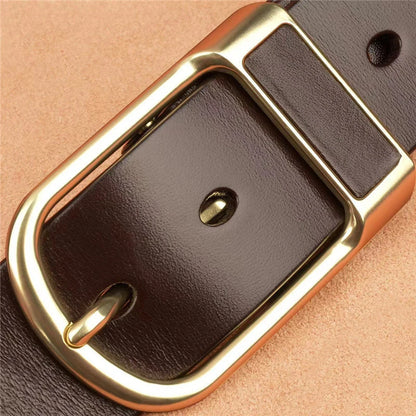 Men's High Quality Genuine Cowhide Leather Belt With Fashionable Pin Buckle Custom Length for Business-Casual Wear