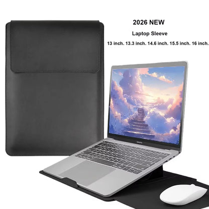 2026 Laptop Sleeve with Stand Multifunctional Business Waterproof Leather Laptop Bag for MacBook Air 13 15 Pro M5 14 16