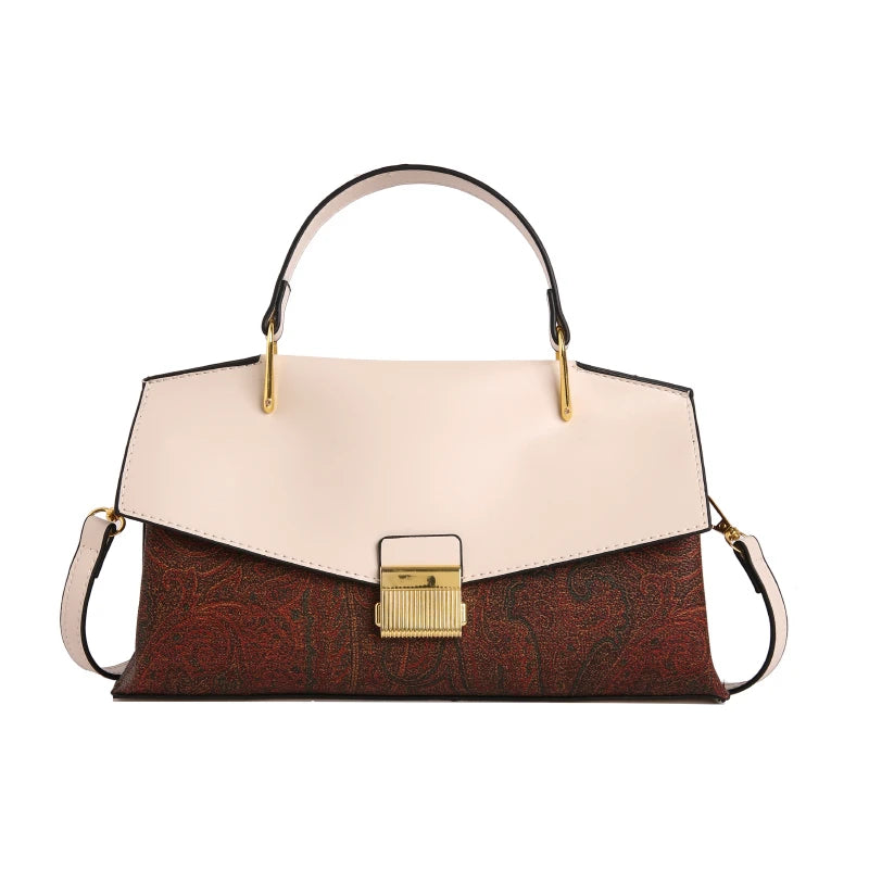 Factory Wholesale Luxury Brand Design Ladies Handbag PU Leather Contrasting Retro High Quality Shoulder Bag for Women