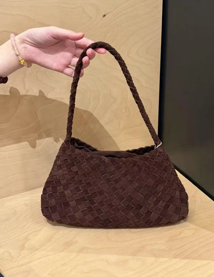 New Arrival Unique Retro Green Women's Suede Hobos Shoulder Bag Durable Button Large Capacity Genuine Leather Lining Luxury