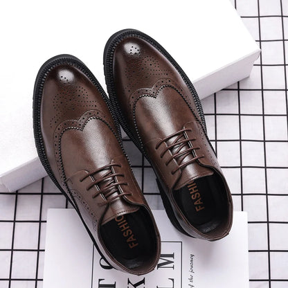 High Quality Men's Casual Cowhide Leather Dress Shoes Soft Comfortable Business Office Style Oxfords Formal Shoes for Men