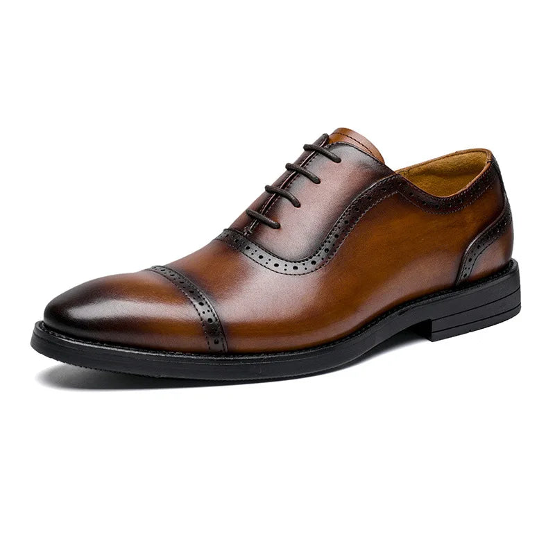New Arrivals Top-grain Cowhide Leather Formal Business Men's Leather Shoes Genuine Leather Brogue Designer Shoes  Wenzhou Shoes