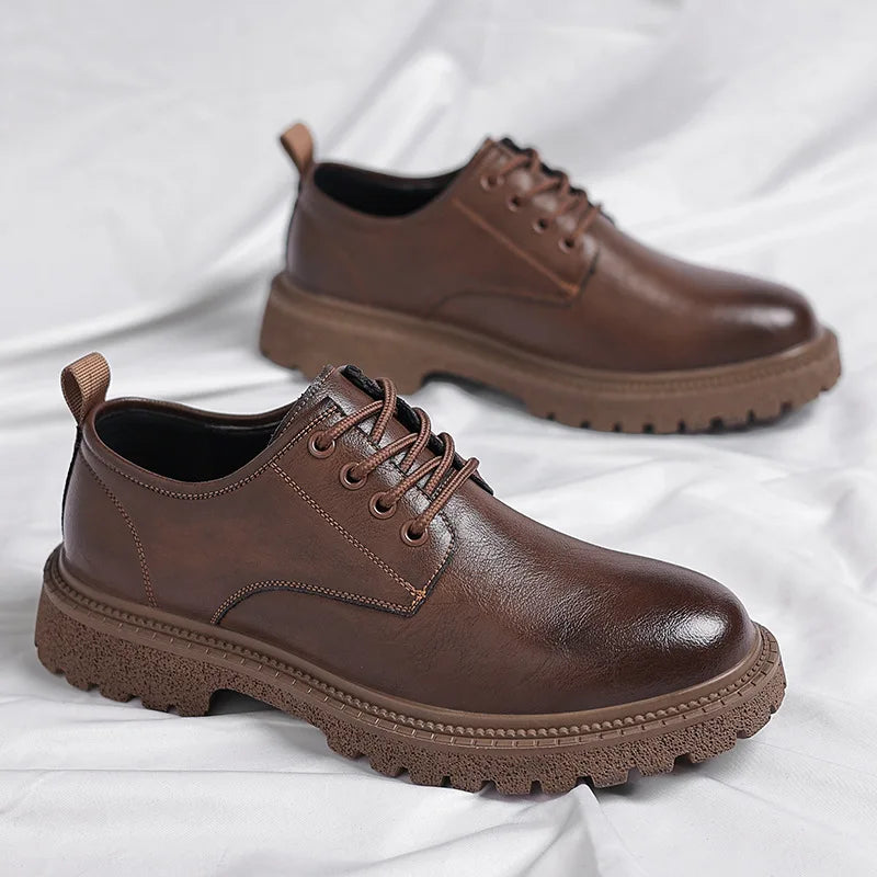 2025 New LEAO Hot Selling Men's Business Casual Leather Shoes Cowhide Thick Bottom Leather Men's Low Top Work Shoes