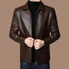 M-3XL New Spring Autumn Men's Casual PU Leather Jacket Stylish Street Vendor Coat Adult Dad Middle-Aged Elderly PU leather Coat