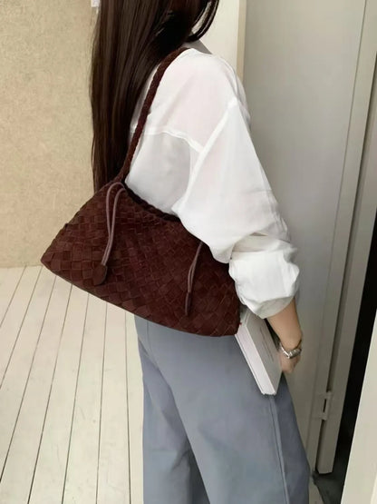 New Arrival Unique Retro Green Women's Suede Hobos Shoulder Bag Durable Button Large Capacity Genuine Leather Lining Luxury