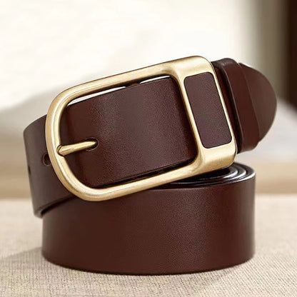 Men's High Quality Genuine Cowhide Leather Belt With Fashionable Pin Buckle Custom Length for Business-Casual Wear