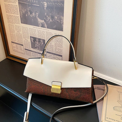 Factory Wholesale Luxury Brand Design Ladies Handbag PU Leather Contrasting Retro High Quality Shoulder Bag for Women