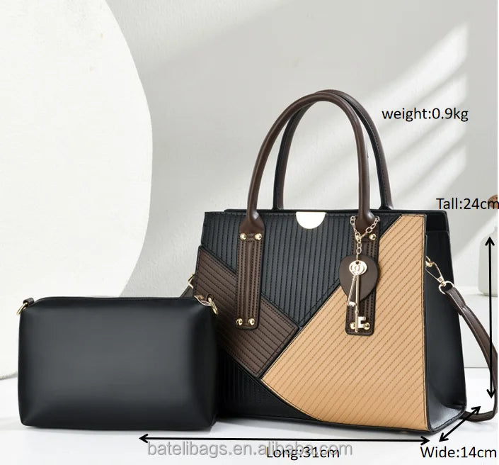 2025High Quality Fashion Luxury Designer Women's PU Leather Splicing Handbag Shoulder Bag Zipper Sealing Handbags
