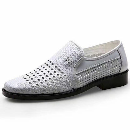 [Soft cowhide] summer leather shoes leather breathable casual business men's shoes men's sandals leather hollow hole shoes