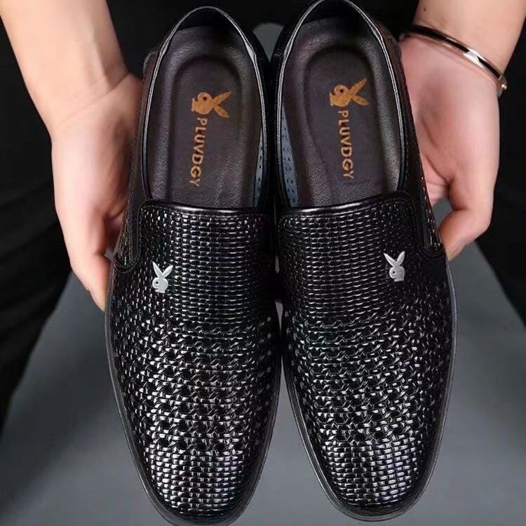 [Soft cowhide] summer leather shoes leather breathable casual business men's shoes men's sandals leather hollow hole shoes