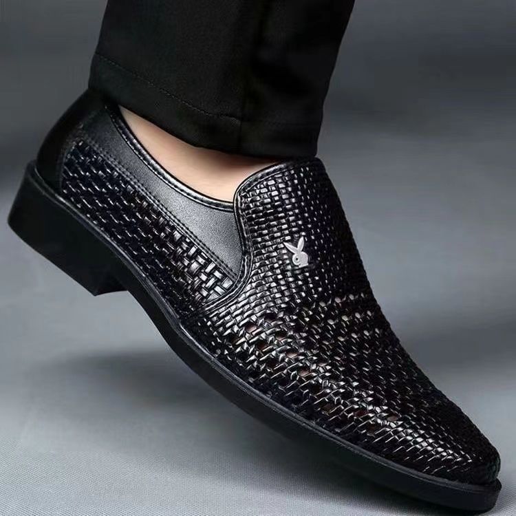[Soft cowhide] summer leather shoes leather breathable casual business men's shoes men's sandals leather hollow hole shoes