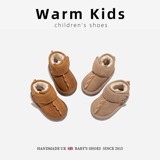 Genuine Leather Kidsren's Snow Boots Sports Northeast Thickeneded Kidsren's Baby Anti-Slip Boots Winter 2025 New Cold-Proof Cotton Shoes