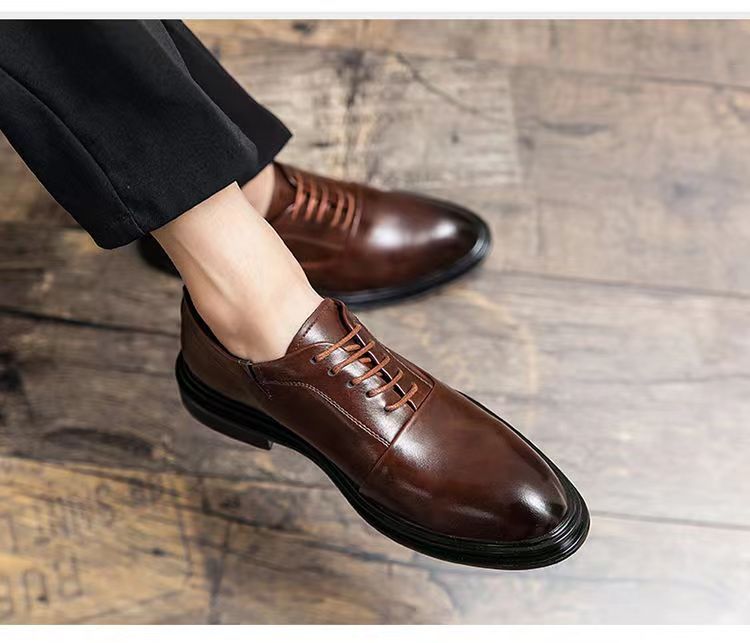 Authentic Men's All-Season Style, Ultra-Soft, Breathable, Trendy Korean Style, Versatile, Large Size, Two-Layer Cowhide, Casual Style