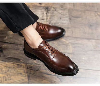 Authentic Men's All-Season Style, Ultra-Soft, Breathable, Trendy Korean Style, Versatile, Large Size, Two-Layer Cowhide, Casual Style