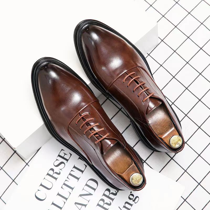 Authentic Men's All-Season Style, Ultra-Soft, Breathable, Trendy Korean Style, Versatile, Large Size, Two-Layer Cowhide, Casual Style