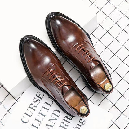 Authentic Men's All-Season Style, Ultra-Soft, Breathable, Trendy Korean Style, Versatile, Large Size, Two-Layer Cowhide, Casual Style