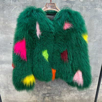 Aulande Mongolian Sheepskin Jacket Fashion Show Style Winter Outdoor Fur Coat New Arrival Genuine Leather Coat