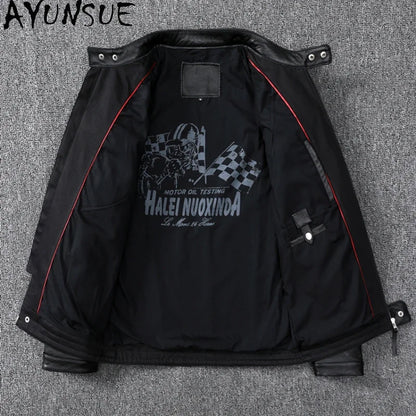 Mens Leather Jacket Autumn Men Clothing Handsome Motorcycle Jackets Two Colors Short Coats Kurtka Męska Skórzana Slim