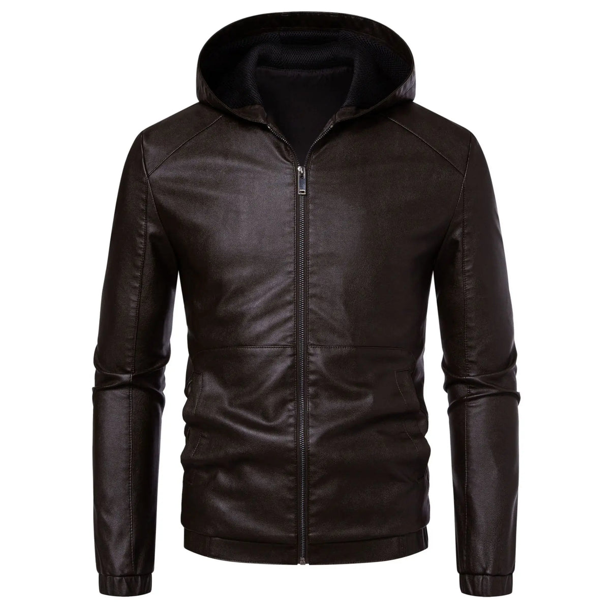 New Autumn Winter Men's Fleece Leather Jackets Casual Warm Windbreaker Hooded Coats Men Motorcycle PU Leather Jackets Streetwear