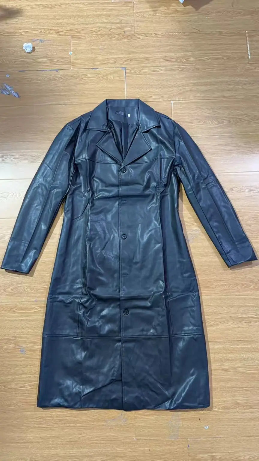PU Leather Coat Men Jacket Spring Fall Winter Top Slim Korean Streetwear Gothic Moto Biker Punk Outwear Abrigos Mujer Invierno