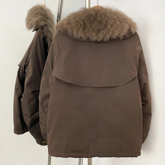 Fur Jackets Real Fox Fur Jacket Natural Fur Top Clothes Women Fashion Warm Thick Duck Down Coat Female