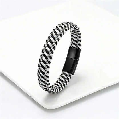 Leather Rope Bracelet Stainless Steel Leather Braided Bracelet Leather Bracelet Red Bracelet Men's Leather Jewelry