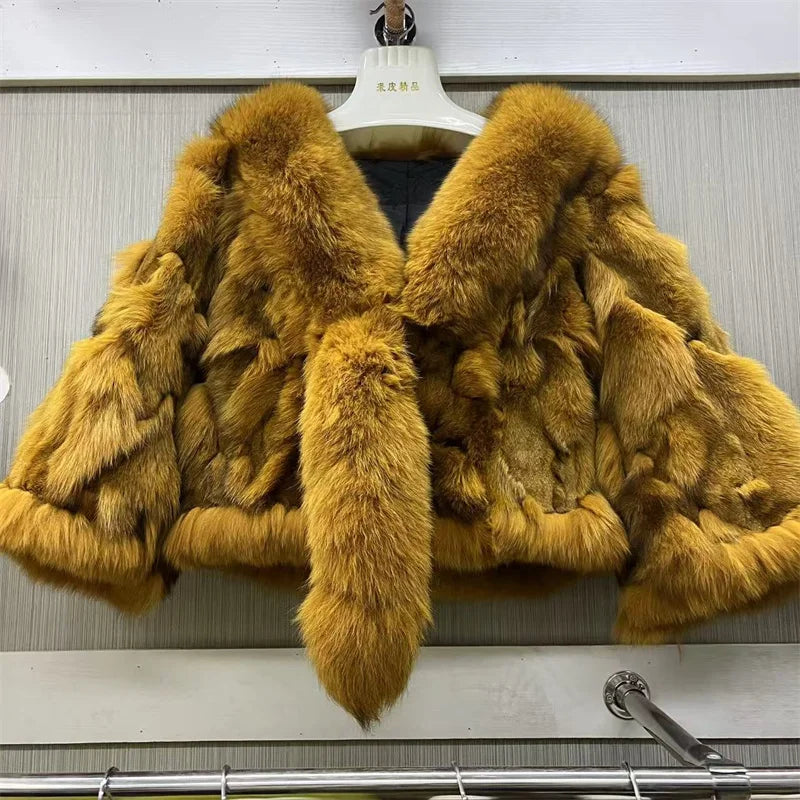 Fur Coats for Woman Luxury Real Fox Fur Collar Jacket Shawls Women's Jackets Coat Decoration Winter Coat Female Natural Fur Coat