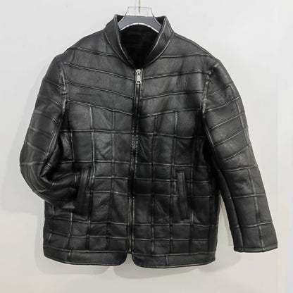 New warm men's fur jacket men's 100% real sheepskin coat, Men's jackets， leather jacket, thick, size custom