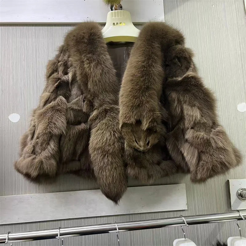 Fur Coats for Woman Luxury Real Fox Fur Collar Jacket Shawls Women's Jackets Coat Decoration Winter Coat Female Natural Fur Coat