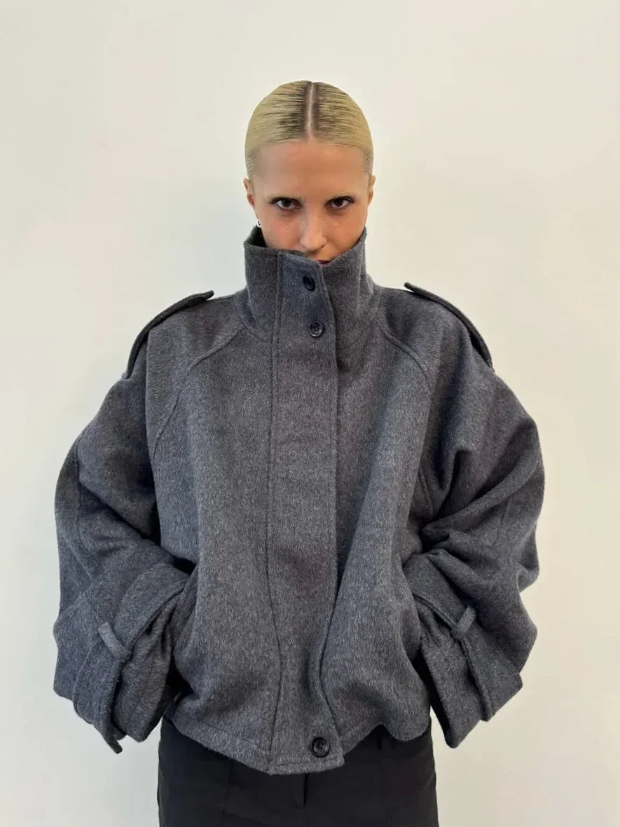 Faux Fur Jackets Women Loose High Neck Long Sleeves Zipper Coats Female 2025 Autumn Winter Chic Fashion Solid Warm Outwears