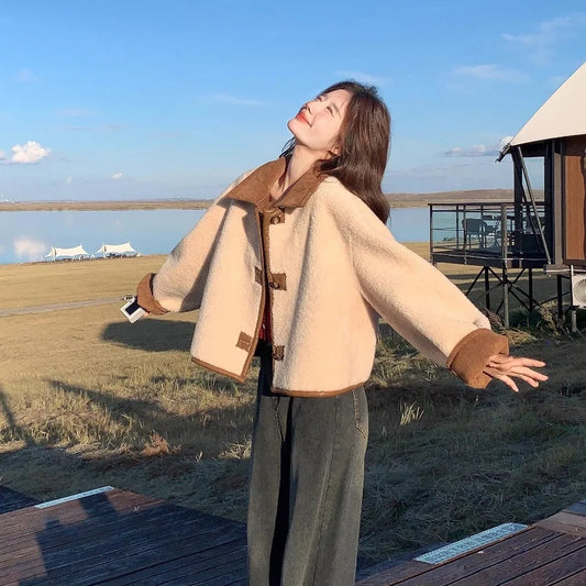 Fur Integrated Lamb Velvet Jacket 2025 Women's Handsome Fashion Temperament Thickened Short Suede Top