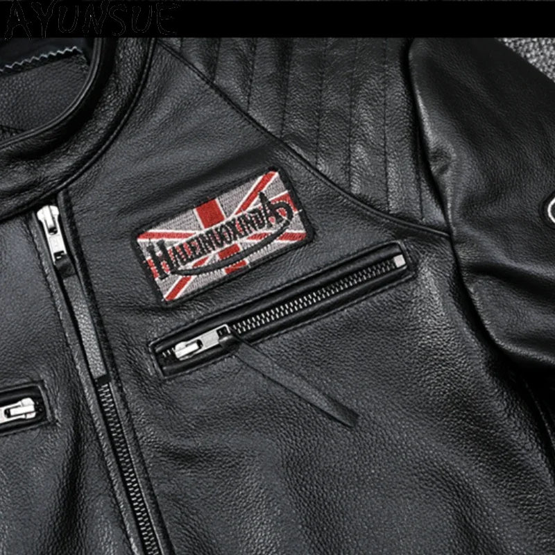 Mens Leather Jacket Autumn Men Clothing Handsome Motorcycle Jackets Two Colors Short Coats Kurtka Męska Skórzana Slim