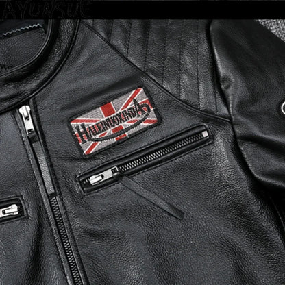 Mens Leather Jacket Autumn Men Clothing Handsome Motorcycle Jackets Two Colors Short Coats Kurtka Męska Skórzana Slim