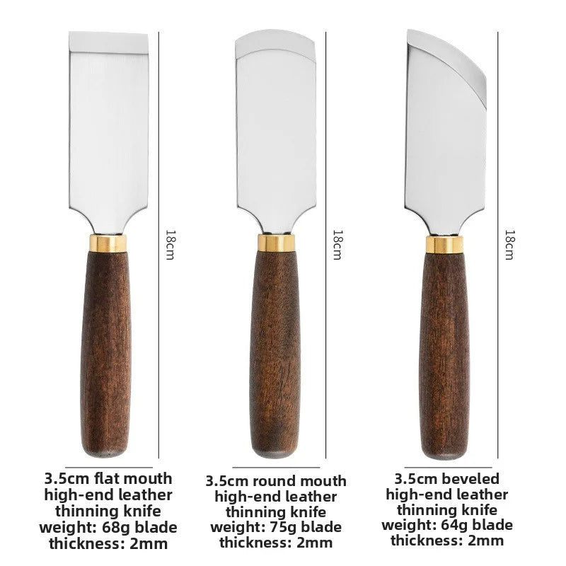 Acacia wood handle thinning knife, leather leather knife, leather art, leather trimming, tailoring, leather edge cutting blade
