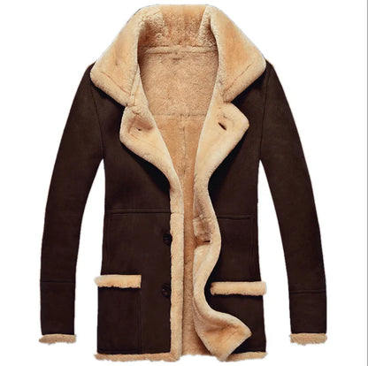New Men's Faux Fur Jackets Winter Overcoat Thickened Plush Lining Lapel Coldproof European Style Leather Lapel Jacket Coat Male