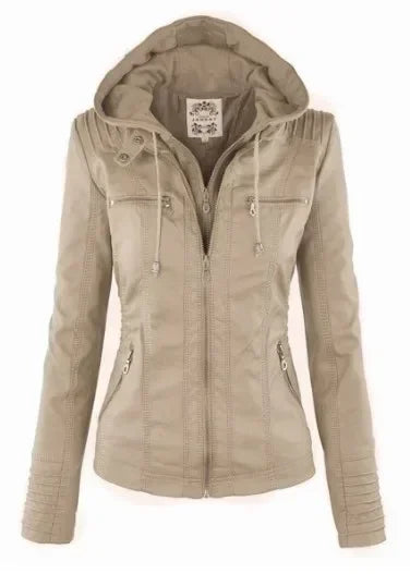 Gothic Faux Leather Jacket Women Coat 2025 Hoodies Winter Autumn Motorcycle Jacket Black Outerwear Leather PU Basic Jacket Coat