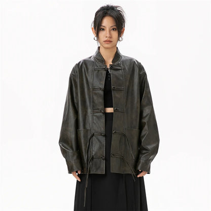 Women's Real Leather Jacket Sheepskin Coats 2024 Women New in Outerwears Chinese Style Authentic Genuine Leather Jacket Women