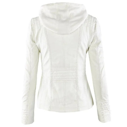Faux Leather Jacket for Women, Female Winter Coat, Motorcycle Jacket, Faux Suede, PU Zipper Hoodies, Outerwear