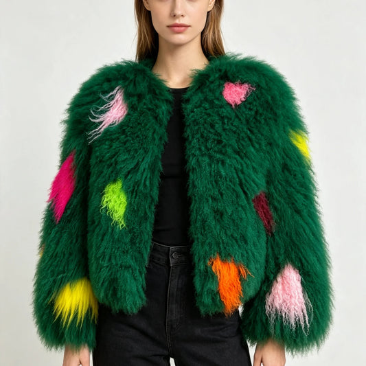 Aulande Mongolian Sheepskin Jacket Fashion Show Style Winter Outdoor Fur Coat New Arrival Genuine Leather Coat