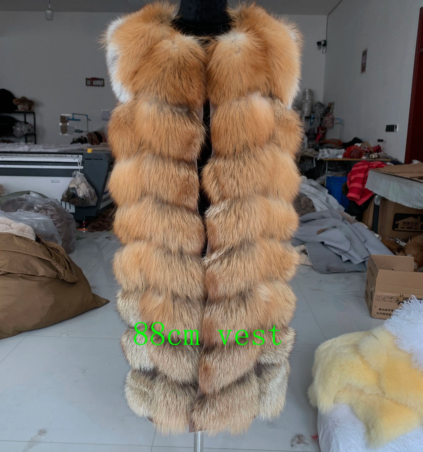 HUA QIU MEI SI Natural Red Fox Fur Jacket for Women's Winter Warmth 100% True Fur Leather Jacket Red Fox Jacket
