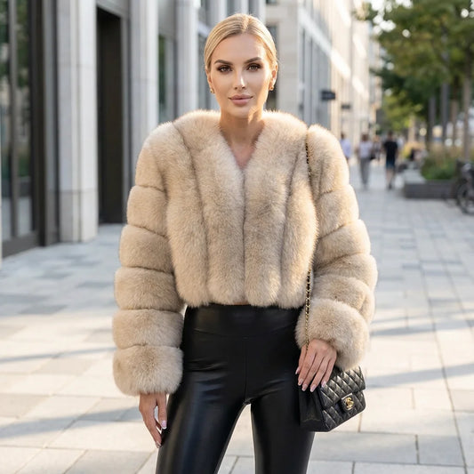 Luxury Short Real Fox Fur Coat for Women High-Quality Leather Jacket Fall/Winter Warm And Stylish Natural Fox Fur Jacket