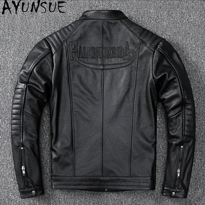 Mens Leather Jacket Autumn Men Clothing Handsome Motorcycle Jackets Two Colors Short Coats Kurtka Męska Skórzana Slim