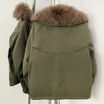 Fur Jackets Real Fox Fur Jacket Natural Fur Top Clothes Women Fashion Warm Thick Duck Down Coat Female