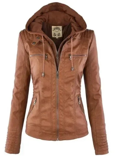 Gothic Faux Leather Jacket Women Coat 2025 Hoodies Winter Autumn Motorcycle Jacket Black Outerwear Leather PU Basic Jacket Coat