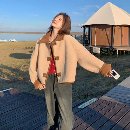 Fur Integrated Lamb Velvet Jacket 2025 Women's Handsome Fashion Temperament Thickened Short Suede Top