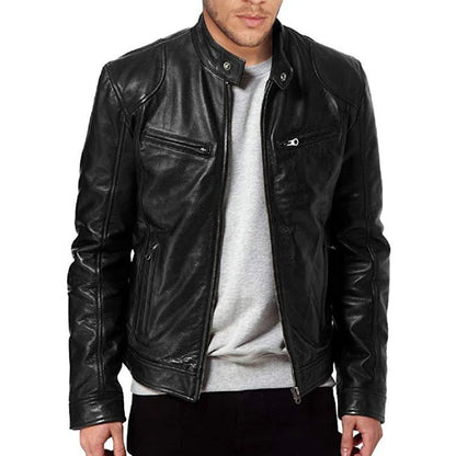 New Leather Jackets Man Bomber Motorcycle Biker Pu Leather Coat Spring Casual Loose Fit Faux Jacket Anti-wind Leather Coat Male