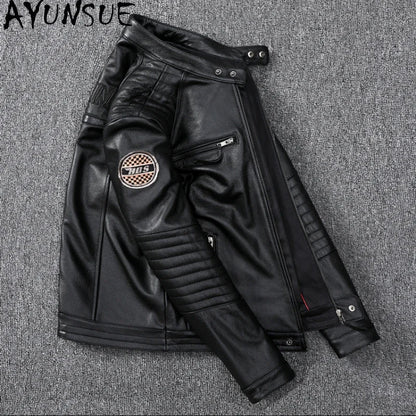 Mens Leather Jacket Autumn Men Clothing Handsome Motorcycle Jackets Two Colors Short Coats Kurtka Męska Skórzana Slim