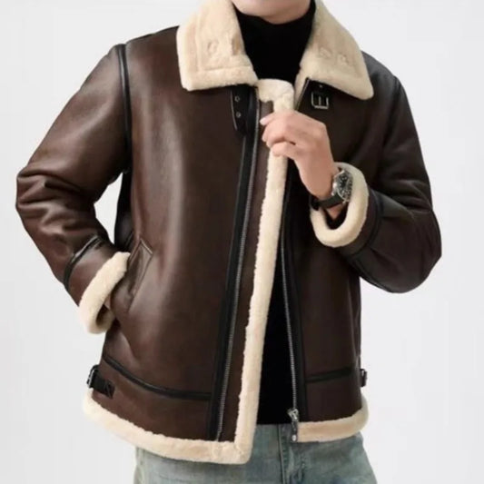 2026 Fur Integrated Lapel Fleece Thickened Thermal Jacket Leather Jacket Winter Men's Clothing
