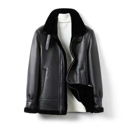 2026 Fur Integrated Lapel Fleece Thickened Thermal Jacket Leather Jacket Winter Men's Clothing